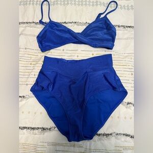 Aerie- Blue Ribbed Swimsuit